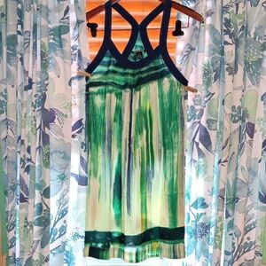 Lucky Brand Blue and Green Silk Blouse